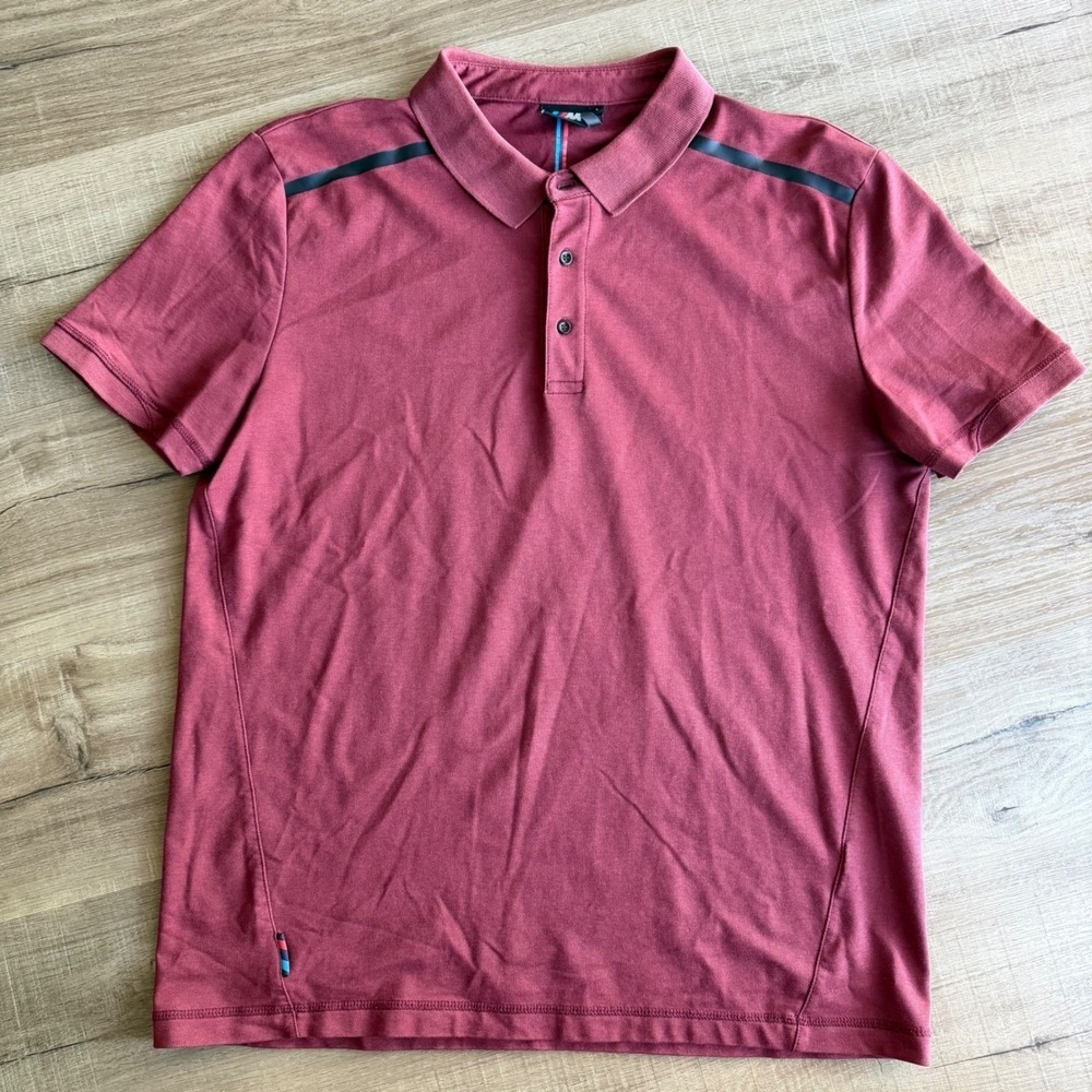 BMW M Motorsport Mens Polo Shirt Maroon Burgundy Short Sleeve Logo Large L